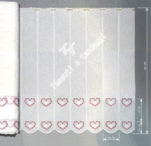 Tendina a vetro tirolese cuore rosso h130