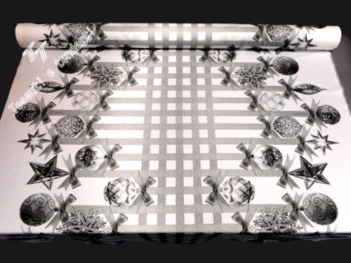 Tovaglia decorazioni natalizie argento 1