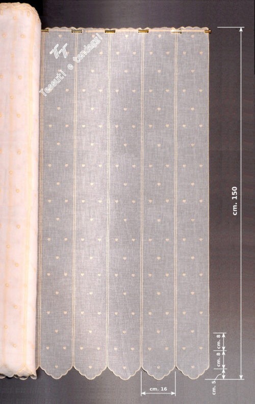 Tendina alla tirolese ricamo cuoricini h150