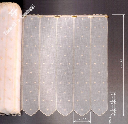 Tendina alla tirolese ricamo cuoricini h90