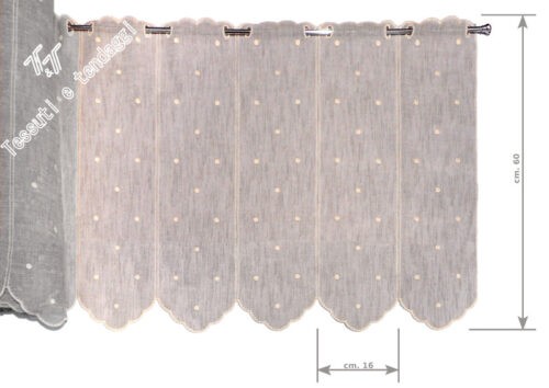 Tendina ricamata grigia pois h60