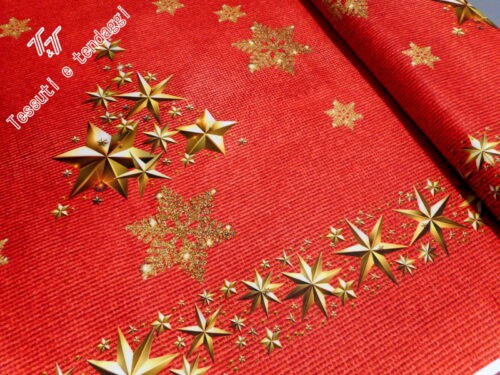 Tessuto tovaglia rossa stelle oro