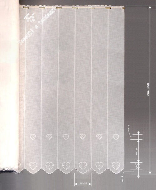 Tendina tirolese cuore bianco h150
