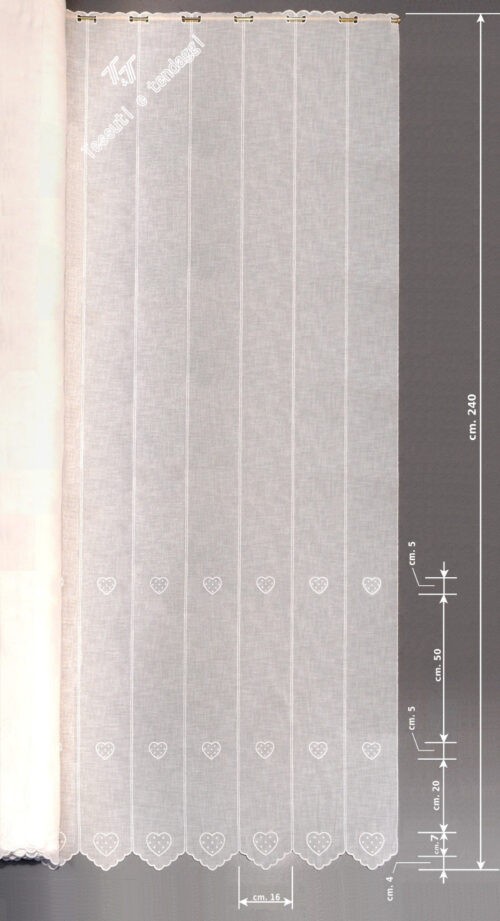 Tendina tirolese cuore bianco h240