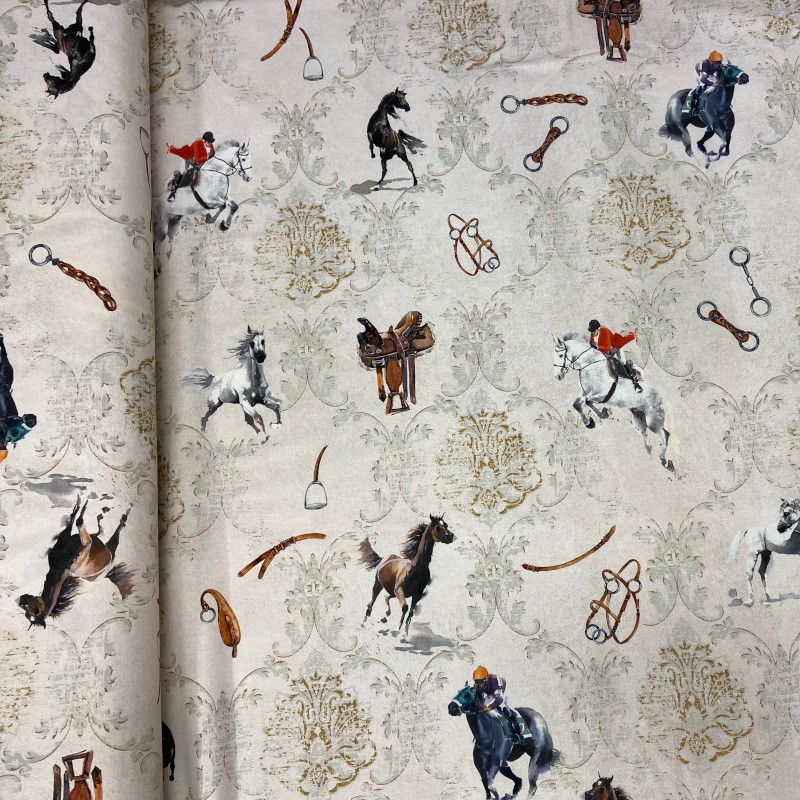 Tessuto cotone CAVALLI e CAVALIERI