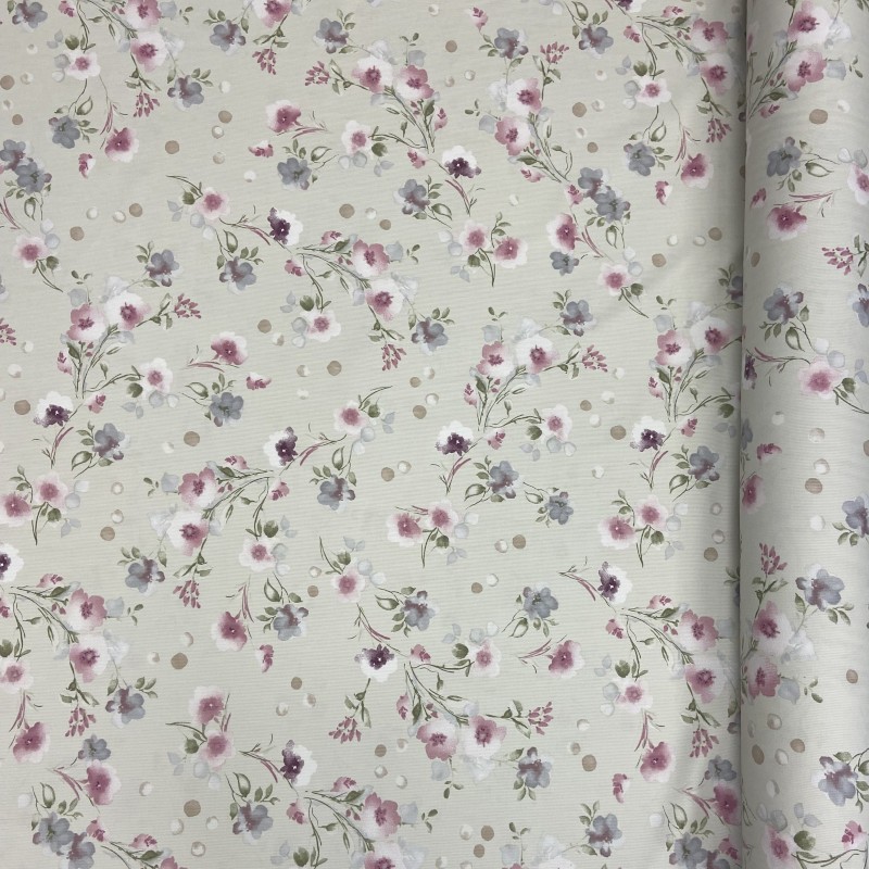 Tessuto millerighe FIORI Var. avorio