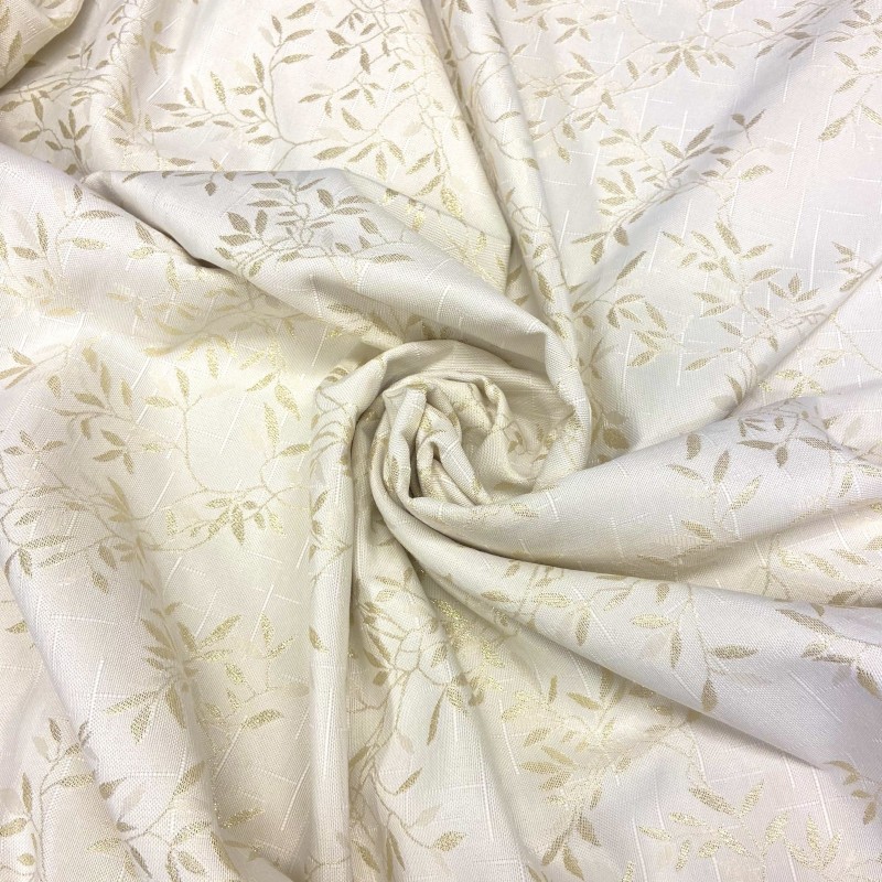 Tessuto Foglioline lurex oro